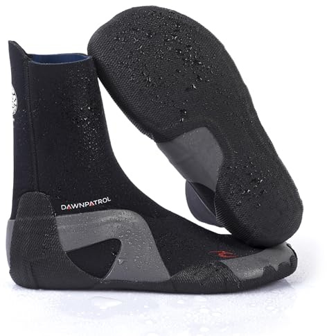 RIP CURL Dawn Patrol Botas de Neopreno de Neopreno con Punta Redonda de 5 mm Zapatos - Negro - Unisex - Fácil Deslizamiento en el Sistema - SOS - Suela Sensible