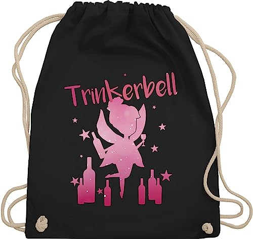 Turnbeutel Rucksack - JGA Junggesellenabschied Frauen - Trinkerbell Malle I Trinker Belle I Trinker Bell - Unisize - Schwarz - karneval brauttaschen bachelorette party partner beutel fasching