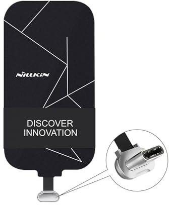 Nillkin Wireless Charging Receiver and Adapter for phone, Qi Wireless Charger Receiver Module for Samsung Galaxy A51/A52/A53/A54/A55, Google Pixel, LG, and Other USB-C Phones, Type-C Short Version