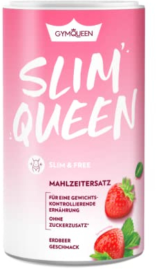 GymQueen Slim Shake 420g, Erdbeere, Leckerer Diät-Shake zum einfachen Abnehmen, Mahlzeitersatz mit wichtigen Vitaminen und Nährstoffen, nur 250 kcal pro Portion & ohne Zucker-Zusatz