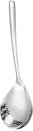 Schiumarola in acciaio inossidabile,Mestolo filtrante con manico ergonomico e occhiello per appenderlo,Cucchiaio filtrante per cucina casalinga