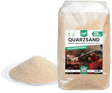 Best For Home - Sand Strahlmittel | Quartz sand für sandstrahlen | quarzsand 25kg (0,2-0,8) sandstrahlgranulat | Sand zum sandstrahlen | Effektives Mehrwegstrahlmittel, ideal für Sandstrahlen