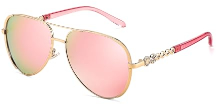 FEISEDY Retro 70er Sonnenbrille Polarisiert Damen Klassische Vintage Sonnenbrillen mit Metallrahmen UV400 Schutz B4147