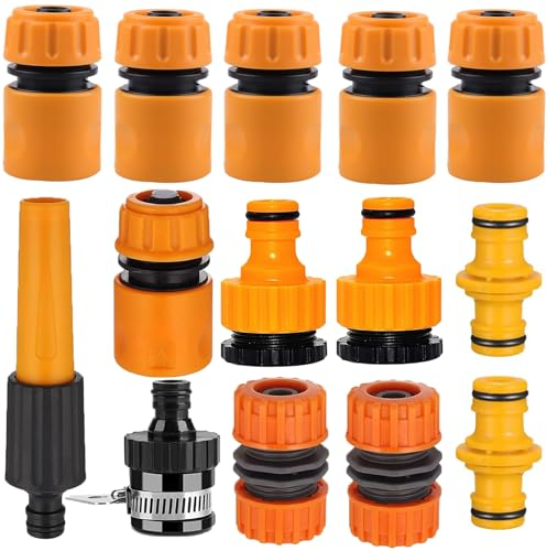 ATB-Foger Kit de 14 accesorios de riego de plástico - Boquilla y conectores rápidos con sistema de parada de agua para reparación