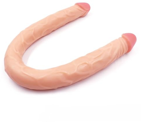 Sexy Emporium Big Realistic 18 Inch Double Ended Dildo White Super Long Double Ended Dildo Dong Vaginal Anal G Spot Play Flexible Realistic Double Head Dildo for Women Lesbian Couples