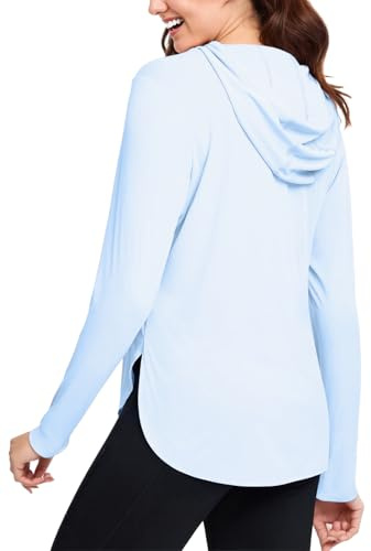JTSONN Camisetas de Manga Larga para Mujer Camisa Deportiva con Protección UV UPF 50+ Correr Camiseta Ligera Transpirable Funcional de Secado Rápido Sudadera con Capucha Pullover de Senderismo