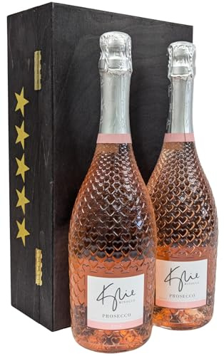 Kylie Minogue Sparkling Wines Rose Duo, 75cl in a 5 Star Wooden Gift Box