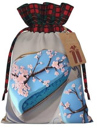 POEZJZW Bolsa de regalo con cordón para tartas, diseño de cerezo azul, perfecta para celebraciones, Navidad, cumpleaños, fiestas, etc