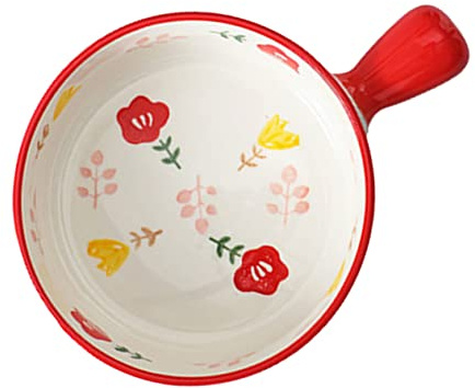 GLETSF Cuenco De Cerámica para Hornear Cuencos De Sopa Pho De Cebolla Francesa Cuencos De Vidrio Mini Platos De Aperitivo Cuenco De Cerámica para Servir Plato De Crème Brûlée EnRed-21X15.5X5.5CM