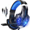 Kotion Each G9000 - Cuffie da gaming con microfono, LED blu, compatibili con PC/PS4/Xbox, colore: nero e blu