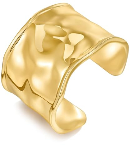 HolidayQbee Gold Bangle for Women Wide Open Cuff Bracelet, High-Polish Fade-Resistant Statement Jewellery for Daily or Occasion Wear