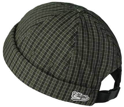 Clape Docker Cap Mens Women Checked Brimless Hat Packable Adjustable