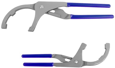 Sandfren Car Oil Filter Wrench Set, 9 & 12 Adjustable Vehicle Engine Oil Filtering Removal Pliers Tool for Conduit Fitting, Auto Wrench Accessories, Universal for SUV Truck Motorcycle (Blue)
