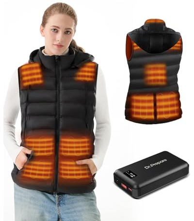 DR.PREPARE Heated Hoodie & Heated Gilet with 16000mAh Battery Pack, Heat Vest for Women Men, Multi Heating Zones for Outdoor
