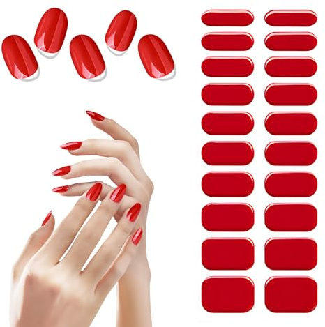MOTIBACK Tiras de uñas de gel semicuradas, 20 calcomanías de gel para uñas, calidad de salón, uso con lámparas UV, larga duración