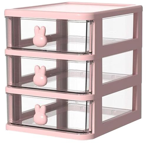 Pesoncarl Organisateur de Maquillage Kawaii avec tiroir, Porte-Stylo à 3 Couches, Organisateur de Papeterie Visible pour Le Bureau, l'école, la Maison pour Les fêtes