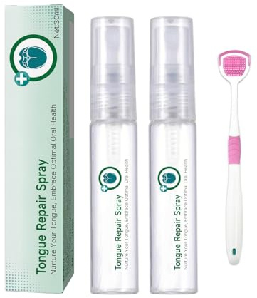 Spray De Reparación De Lengua 30ml*2, Glosshield De Reparación De La Lengua, Para Lenguas Blancas Y Boca Seca, El Cuidado De La Salud Bucal, Refresca La Respiración(Hay cepillos)