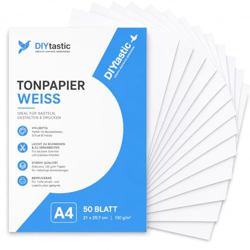 100 x ljudpapper vitt – 170 g/m² – pysselpapper och färgpapper – för skrivare och hantverk – tonkartong (100 x ljudpapper vit, 100)