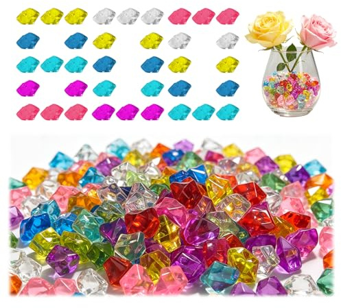 Hexizexi Fake Ice 800 Pcs Acrylic Ice Crystals Coloured | Acrylic Ice Gems for Vase Party Desktop Decoration Handicrafts