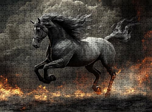 Pussel 3 000 delar, träpussel vuxen flamma häst impossibla klassiska jigsaw pussel 122 x 81 cm, familjespel, pussel stressminskning tankespel, pusselälskare w0-326
