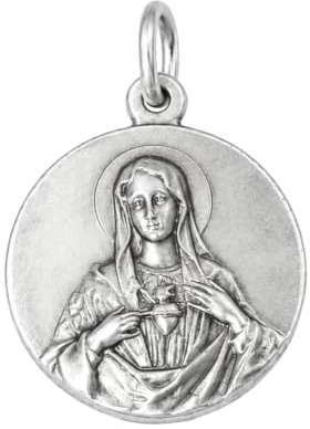 Maria heliga hjärtmedaljen – The Patron Saints medaljer, Mässing Metall Silver, Ingen sten