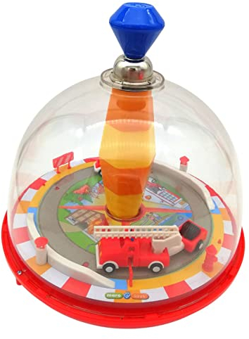 alldoro 68030 Brummkreisel mit Feuerwehr-Motiv, inkl. Sirenensound & beweglichen Fahrzeugen, Ø 19 cm, 24 cm hoch, aus ABS-Kunststoff, ab 18 Monaten
