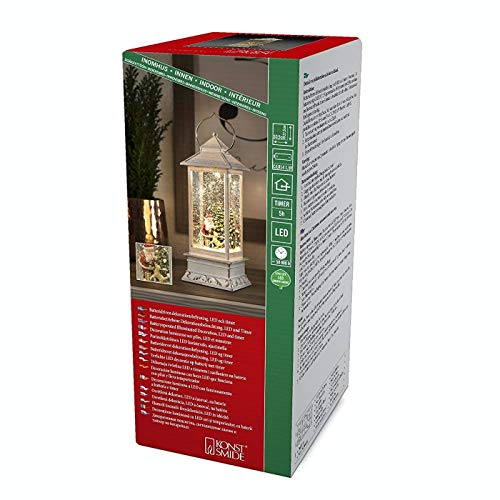 Konstsmide LED Wasserlaterne Weihnachtsmann mit Hund, weiß, wassergefüllt, 5h Timer, warm weiße Diode, batteriebetrieben, Innen - 4364-200, Large 27cm