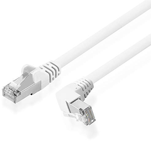 BestPlug Câble réseau Dsl avec fiche RJ45 coudée 90° vers fiche RJ45 90° vers fiche RJ45 Blanc 100 MHz/Cat.5e/F-UTP/Blanc 25 cm à 10 m 0,25 m