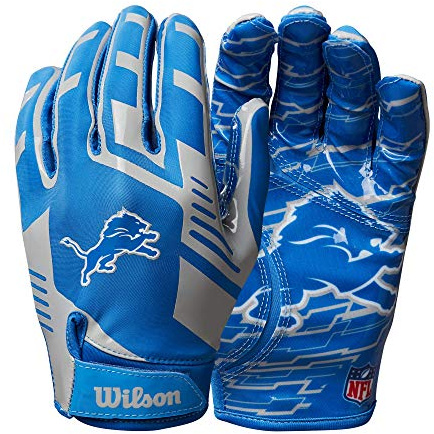 WILSON NFL Stretch Fit Football Gloves - Adult, Detroit Lions