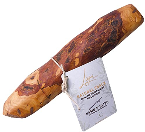 Ligo-ramo di olivo, giocattolo morditore per cani, naturale al 100%, ideale per l'igiene dentale (L 221-450 gr)