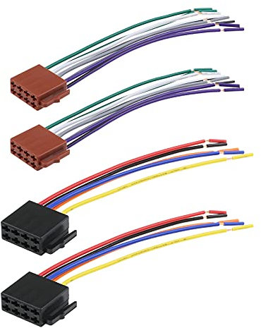 ECSiNG 2 Set 16 Pin to ISO Adapter Cable Socket Car Stereo Radio CD Player Receiver Replacement Wire Harness Cable Compatible with VW Peugeot Citroen 308 Sega RD9