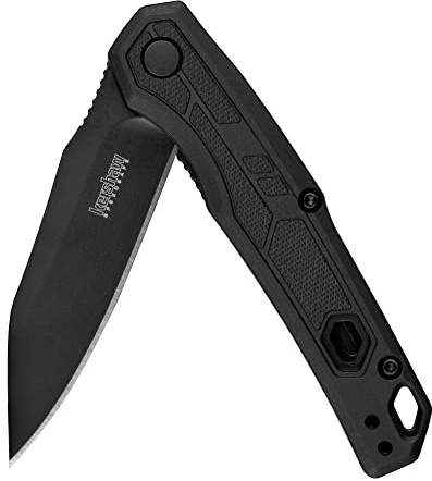 Kershaw Appa Pocket Knife, All-Black, 2.75 Inch Steel Reverse Tanto Blade, EDC with Assisted Opening, Reversible Pocketclip, Everyday Carry Pocket Knife for Men and Women
