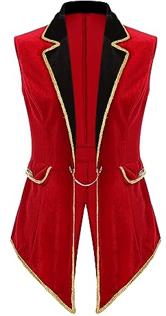 LiiYii Costome De Déguisement Cirque Femme Dompteur De Lions Veste Costume Carnaval Adulte Outwear Noël Soirée à Thème Fête