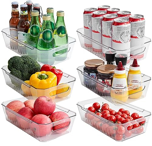 Lifewit 6 Organisateur Frigo, Boite Rangement Frigo Transparent, Rangement Tiroir Cuisine, Distributeur Canette Frigo, Boite Rangement Alimentaire, Rangement Refrigerateur pour Fruit, Légume, Sans BPA