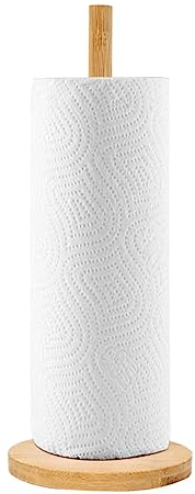 Soporte para toallas de papel, soporte de madera para rollo de cocina, base antideslizante, soporte para toallas de papel, soporte para toallas de papel de pie, dispensador de rollos de cocina