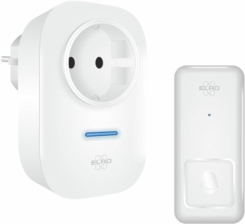 ELRO DB4000 Drahtloses kinetisches Türklingel-Set - mit Steck-Empfänger mit Steckdose - keine Batterien nötig 150 Meter