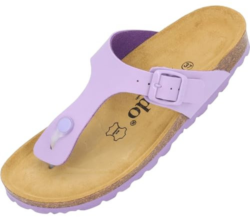 Palado Zehentrenner Damen Kos Matt – gefertigt in Spanien – weiche Veloursleder-Decksohle – mattes Obermaterial für dezente Eleganz Flieder UK7 - EU40