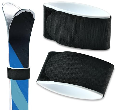 Ski Straps 2 Piezas Correas de Esquí Accesorios Snowboard Ajustable para adapta a esquís de polvo estrechos y anchos, Bastones y Equipos de Esquí