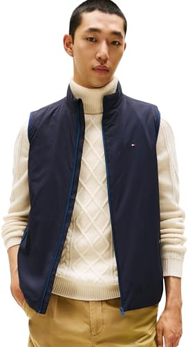 Tommy Hilfiger Uomo Gilet Lightweight con Colletto alla Coreana, Blu (Desert Sky), XL