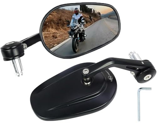 Maoyubelt motorrad spiegel, 2 Stück lenkerendenspiegel e geprüft, 360°drehbarer Lenkerspiegel Motorrad, 7/8 22mm lenkerspiegel motorrad Kompatibal mit die meisten Motorradmarken, Streetbikes, ATVs