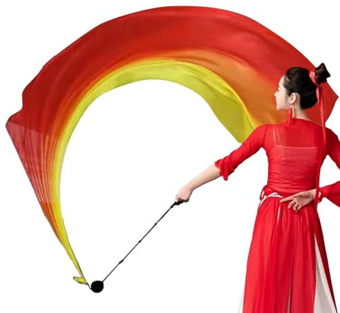 Dance Silk Veil Poi – Winged Sirenny, äkta silke, magdans, sidenslöja, poi