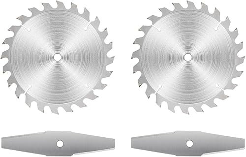 Akku-Rasentrimmer, Metall Rasentrimmer Messer, Freischneider Ersatzklinge, 20cm Schnittdurchmesser, mit 2 pcs Legierungssägeblätter und 2 pcs Metallklingen, für Rasenschneiden Rasenpflege