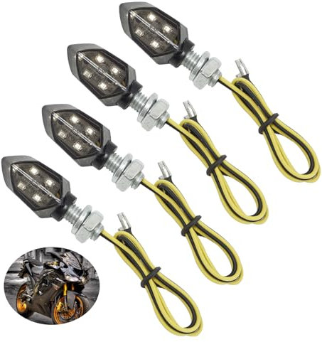 Greacesrio 4 x Mini Indicatori di Direzione, 12V 5 LED per motocicletta, Frecce Moto, Indicatori di Direzione a LED per Moto, Auto a Pedali,per moto, scooter, quad, crociere, tutto-terreno, Ambra