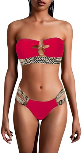 Bikinis Mujer 2025 Push Up Bañador De Verano Sin Tirantes Bandeau Push Set Bikini De Triángulo Tanga para Mujer Natacion