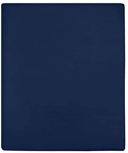 Lenzuolo con angoli in jersey blu navy, 100 x 200 cm, in cotone, per la casa e il giardino, biancheria da letto e biancheria da letto