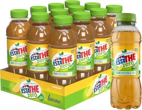 12X Thè Zero al Gusto di Limone con Infuso di Foglie di Thè con Zero Zuccheri per estathe 400ml