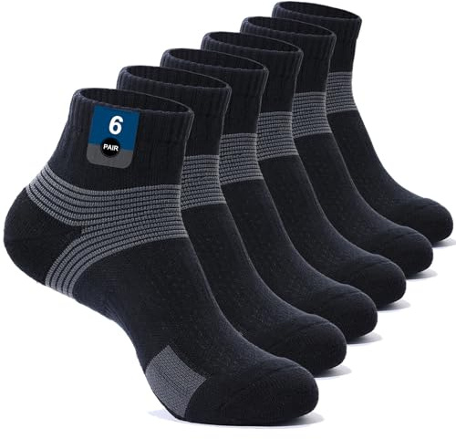 PERMANENTLY001 Calzini alla caviglia sportivi tennis corti calze uomo donna calzino allenamento imbottiti anti-vescich ping-pong pickleball Padel Corsa basket trekking 43-47 Nero L 6P