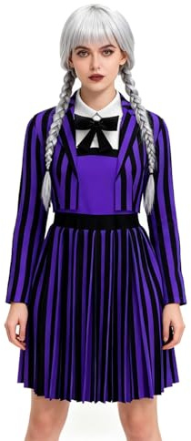 Mythloom Disfraz de Enid Sinclair para mujeres y niñas, disfraz de lobo para adulta, uniforme escolar, traje de uniforme escolar, blazer morado, vestido de Halloween, cumpleaños, fiesta familiar