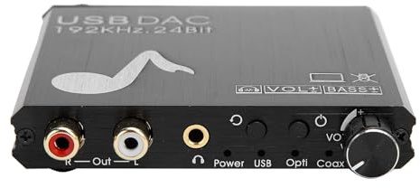 BAFOVY Convertitore, Convertitore Digitale-analogico in Metallo con Uscita Cuffie da Coassiale Ottico a 3,5 Mm, Regolazione dei Bassi 192kHz 24bit per di Amplificazione Home Theater
