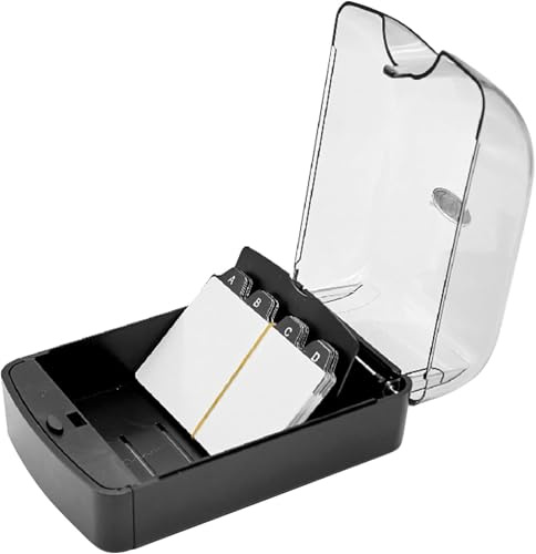Shcobomo Business Card Holder, 350 Cards Capacity Business Cards Holder Organizer with Clear Lid, Credit Card Organizer Case File Index Card Box Storage